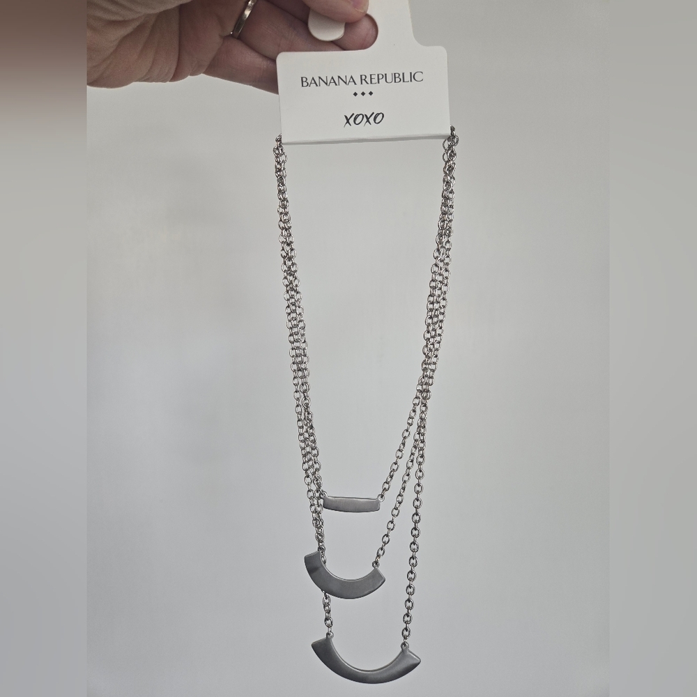 Banana Republic Triple Bar Silver Necklace